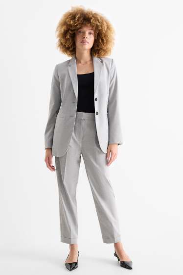 Femmes - Pantalon de bureau - high waist - regular fit - gris clair chiné
