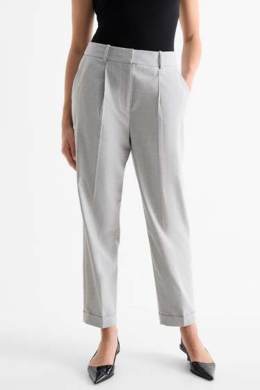 Femmes - Pantalon de bureau - high waist - regular fit - gris clair chiné