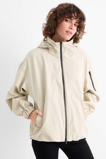 Women - Rain jacket with hood - waterproof - beige