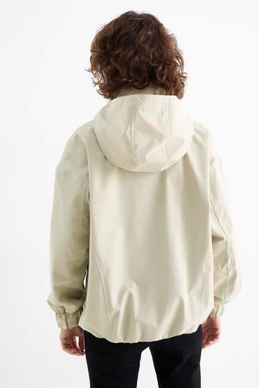Women - Rain jacket with hood - waterproof - beige