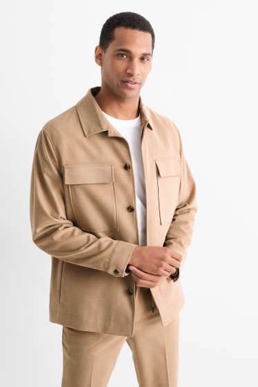 Hommes - Veste-chemise - regular fit - col kent - beige