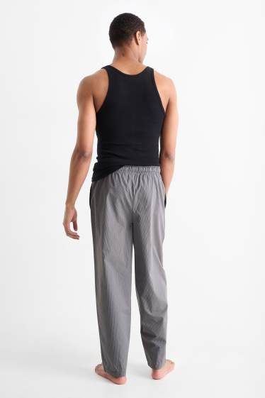 Men - Pyjama bottoms - striped - dark gray