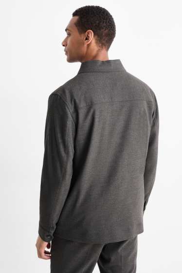 Hommes - Veste-chemise - regular fit - col kent - gris foncé
