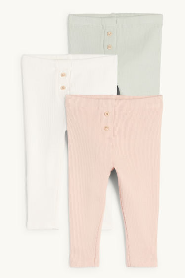 Neonate - Confezione da 3 - leggings per neonati - a coste - bianco