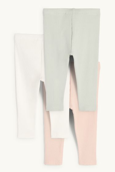 Neonate - Confezione da 3 - leggings per neonati - a coste - bianco