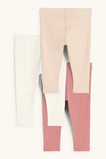 Neonate - Confezione da 3 - leggings per neonati - a coste - bianco crema