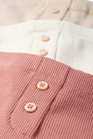 Neonate - Confezione da 3 - leggings per neonati - a coste - bianco crema