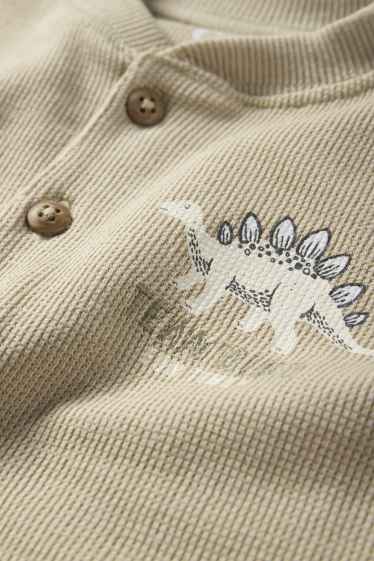 Neonati - Dinosauro - felpa per neonati - tessuto tramato - beige