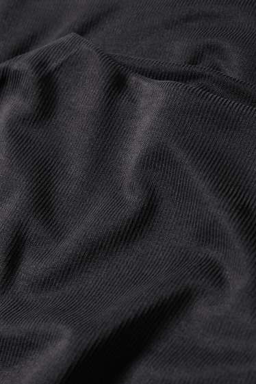 Femmes - Haut à manches longues - finition côtelée - noir