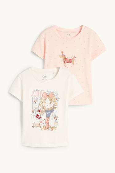 Kinder Mädchen - Multipack 2er - Hund - Kurzarmshirt - rosa