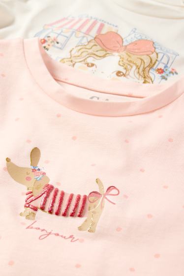 Kinder Mädchen - Multipack 2er - Hund - Kurzarmshirt - rosa