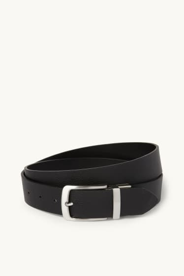 Uomo - Cintura double-face - similpelle - nero