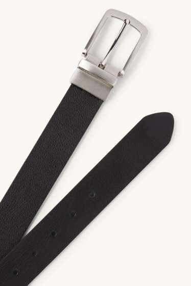 Uomo - Cintura double-face - similpelle - nero