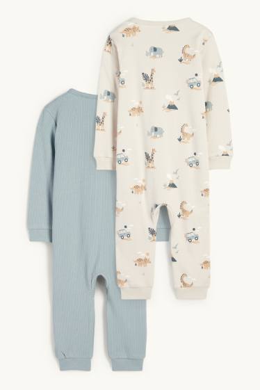 Baby Boys - Multipack of 2 - car and animals - baby sleepsuit - light green