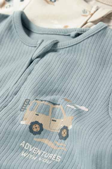 Baby Boys - Multipack of 2 - car and animals - baby sleepsuit - light green