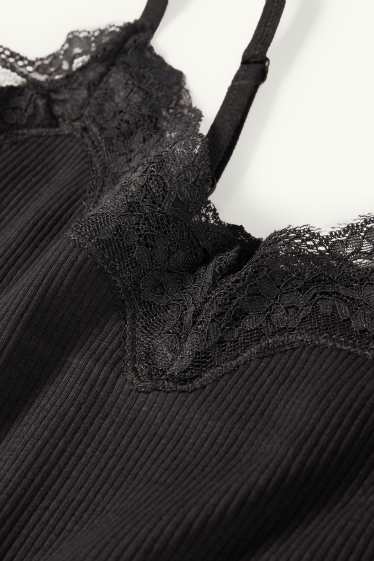 Women - Cropped top - ribbed - black