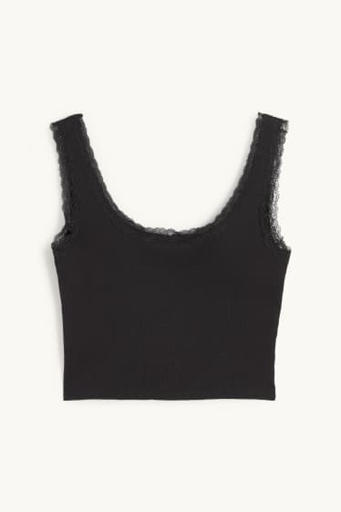 Dona - Samarreta sense mànigues crop - de canalé - negre