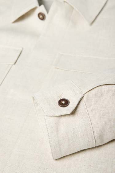 Uomo - Giacca camicia - misto lino - beige chiaro