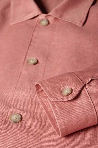Men - Linen shirt jacket - dark rose