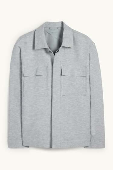 Hommes - Veste-chemise en lin mélangé - bleu clair