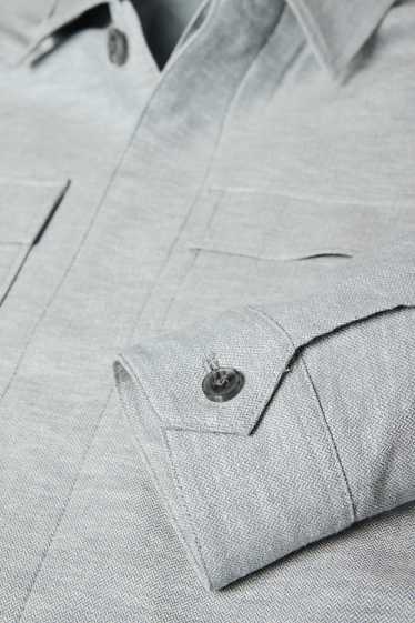 Hommes - Veste-chemise en lin mélangé - bleu clair