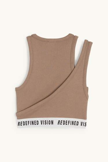 Damen - Crop Top - gerippt - hellbraun