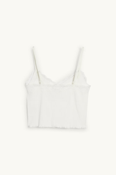 Women - Cropped top - ribbed - white
