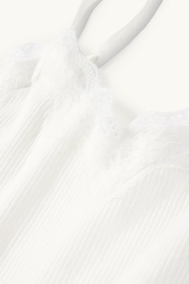 Women - Cropped top - ribbed - white
