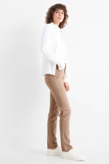 Dona - Pantalons de tela - high waist - slim fit - beix