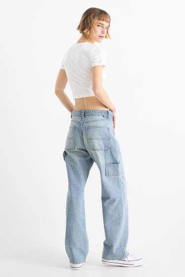 Femei - Baggy jeans - talie medie - denim-albastru deschis