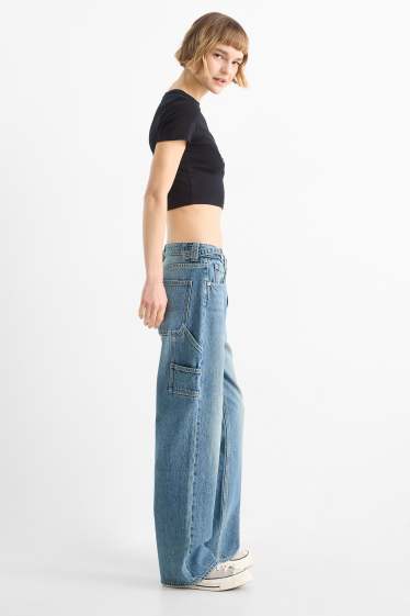 Kobiety - Baggy jeans - średni stan - dżins-niebieski