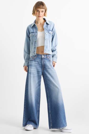 Femmes - Wide leg jean - low waist - jean bleu