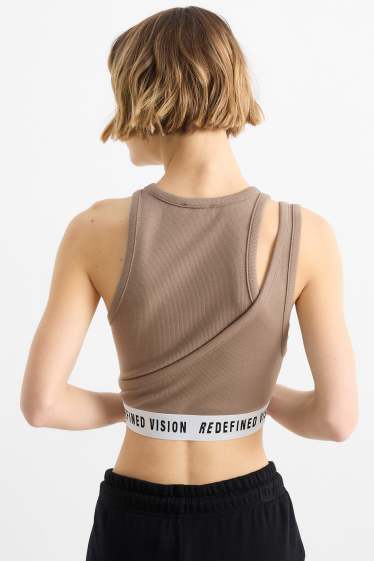 Damen - Crop Top - gerippt - hellbraun