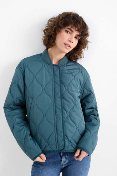 Dámské - Prošívaná bunda - z vodoodpudivého materiálu - tyrkysová