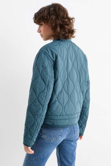 Dámské - Prošívaná bunda - z vodoodpudivého materiálu - tyrkysová
