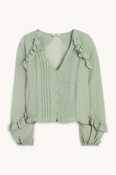 Women - Chiffon blouse - light green