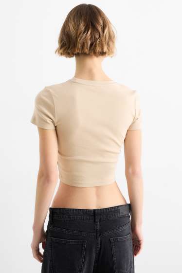 Damen - Crop T-Shirt - beige