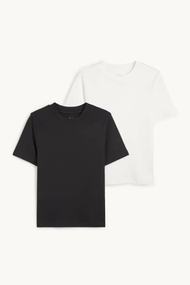 Dames - Set van 2 - T-shirt - zwart / wit