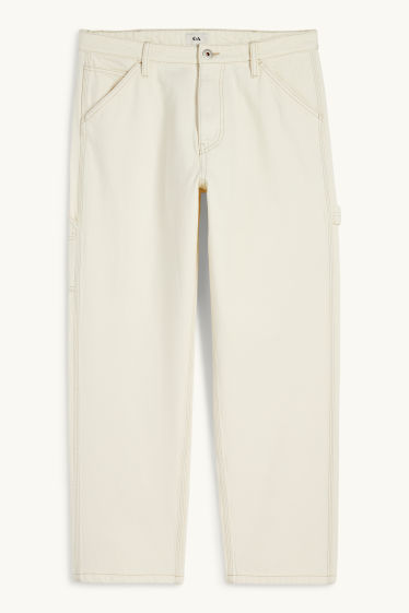 Heren - Relaxed jeans - licht beige