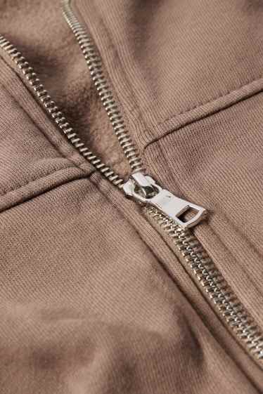 Donna - Felpa con zip dal taglio corto - marrone