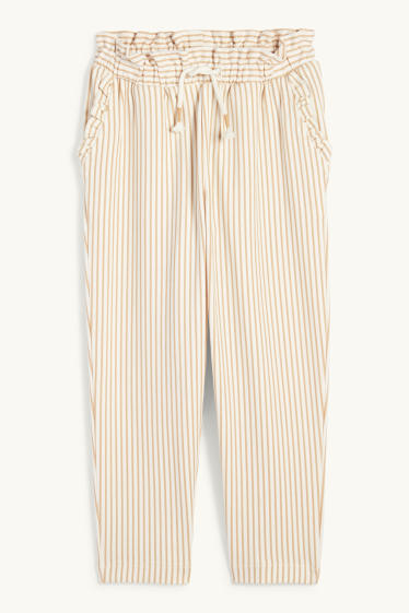 Kinder Mädchen - Stoffhose - gestreift - beige