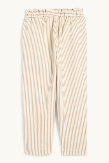 Kinder Mädchen - Stoffhose - gestreift - beige