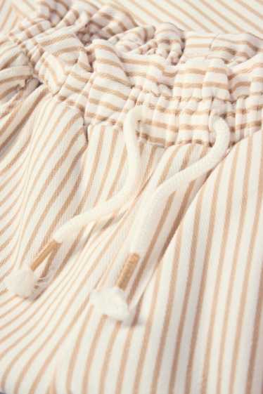 Kinder Mädchen - Stoffhose - gestreift - beige