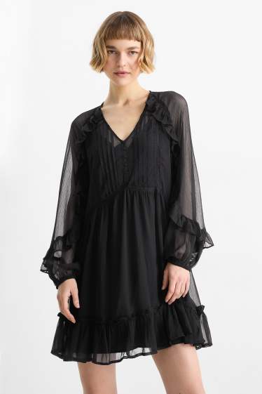 Femmes - Robe en mousseline - noir