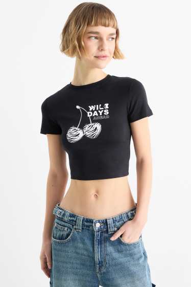 Femmes - T-shirt court - noir