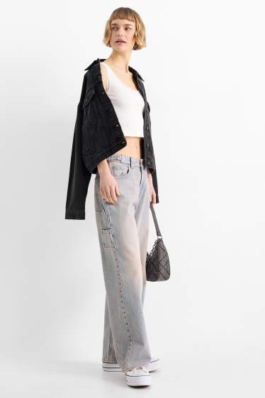 Femmes - Jean baggy - mid waist - jean gris clair
