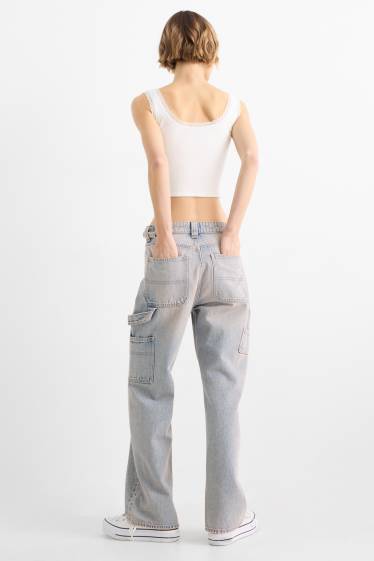 Femmes - Jean baggy - mid waist - jean gris clair