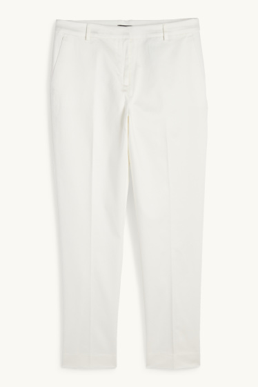 Femmes - Pantalon de toile - mid waist - tapered fit - blanc crème