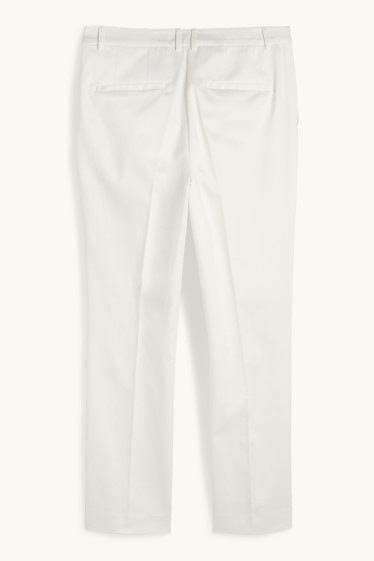 Femmes - Pantalon de toile - mid waist - tapered fit - blanc crème