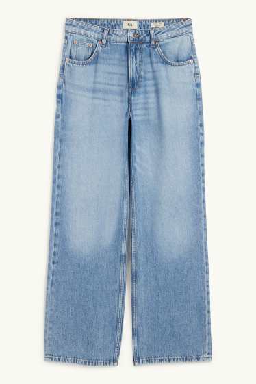 Women - Baggy jeans - mid-rise waist - denim-light blue